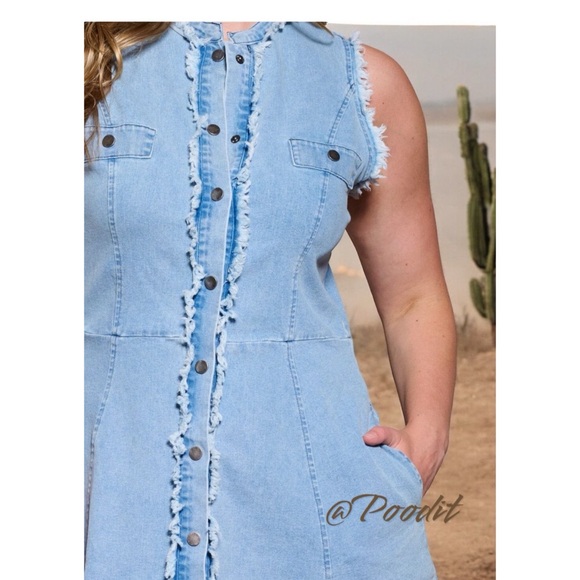 MAZIK denim mix mini dress 1X 2X 3X - Picture 3 of 9